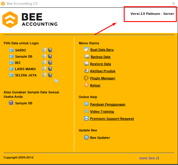 Cara Melihat Versi BeeAccounting