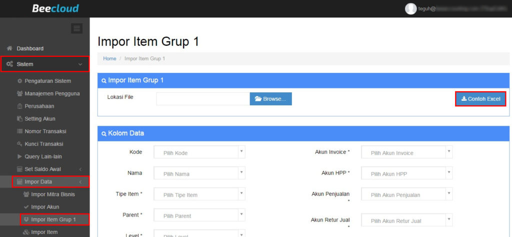 Cara Import Master - Item Group Beecloud