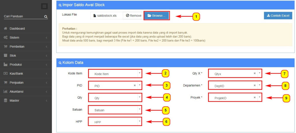 Cara Import Saldo Awal - Stock