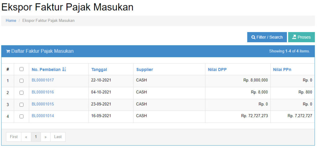 1. List Transaksi