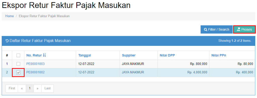 2. Ceklist Dan Proses