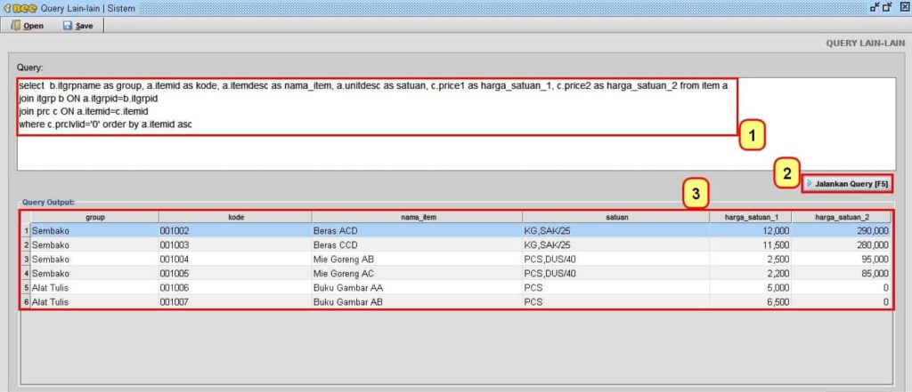 Cara Penggunaan Query Lain-lain BeeAccounting