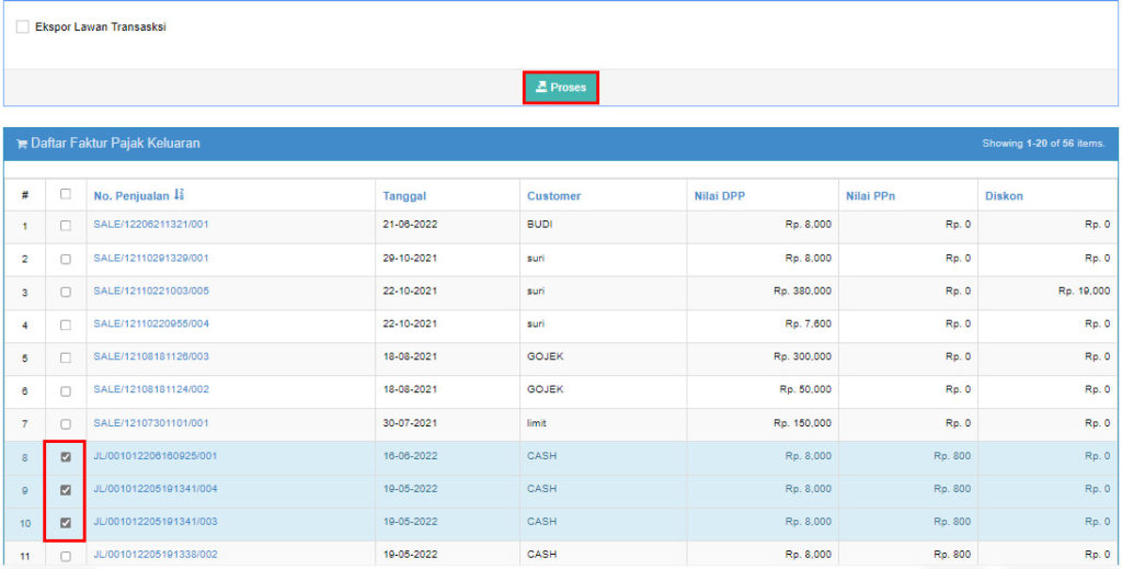 2. Ceklist Dan Proses