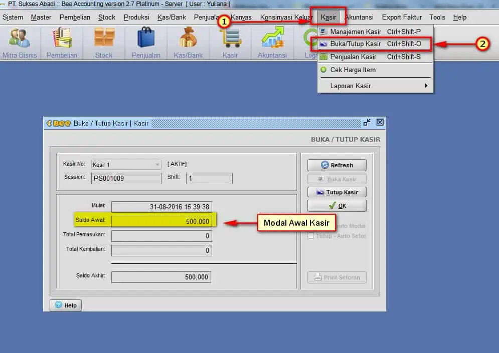 Setting Default Nominal Modal Kas Pada Penjualan Kasir