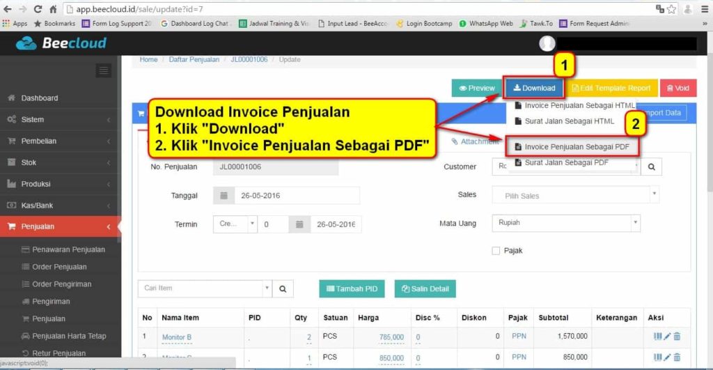 Cara Print Invoice Penjualan Ukuran Kertas A5 Beecloud