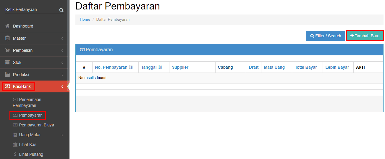 Akses Menu Pembayaran