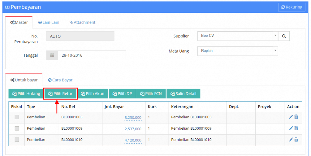 Cara Potong Hutang dengan Retur Pembelian