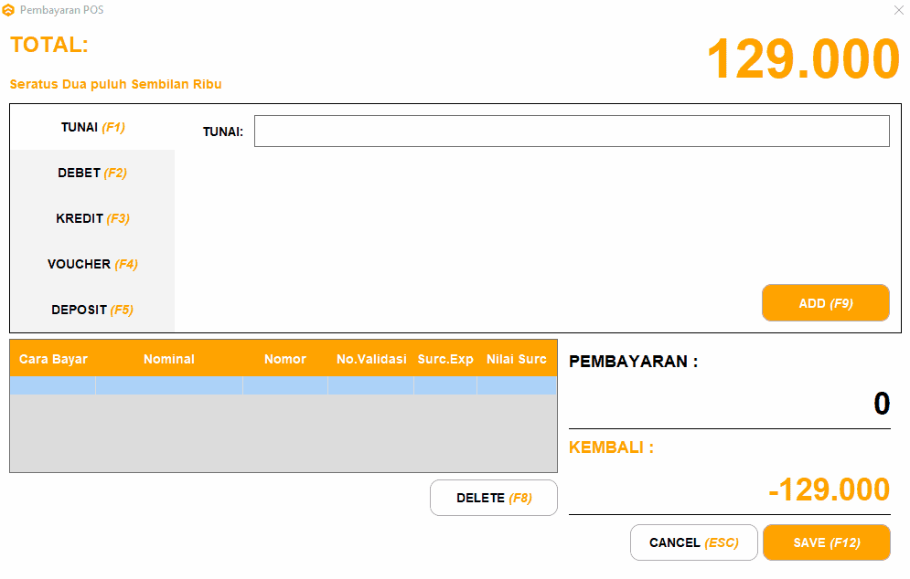 Contoh Tampilan Multi Payment