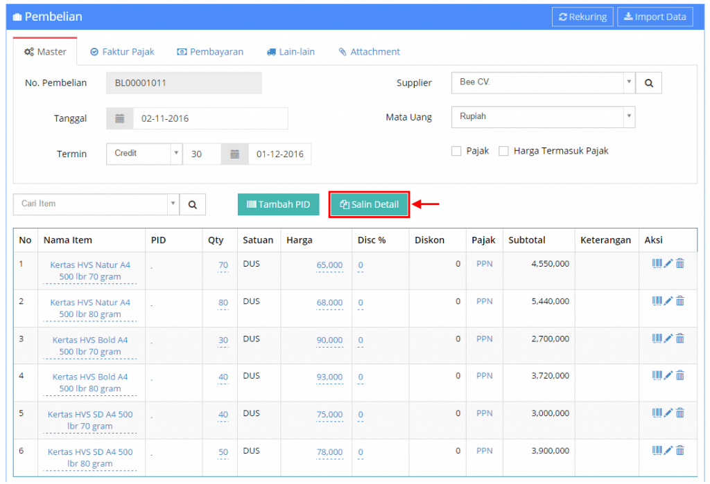 Copy Paste Detail Barang Transaksi