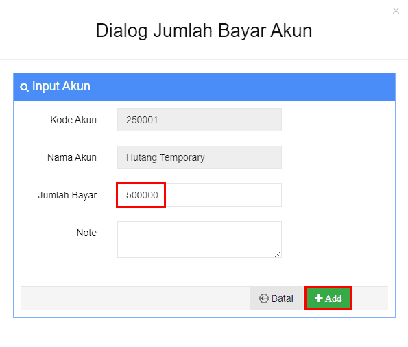 Inputkan Jumlah Nominal Uang