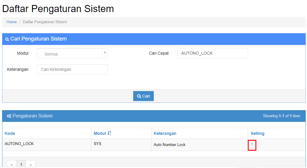 Klik Setting