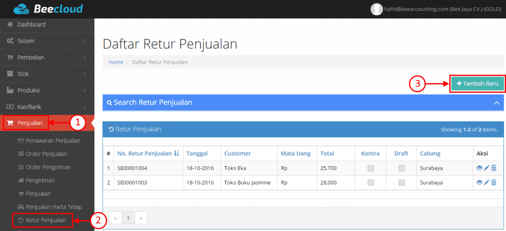 Cara Input Retur Penjualan  Bee.id