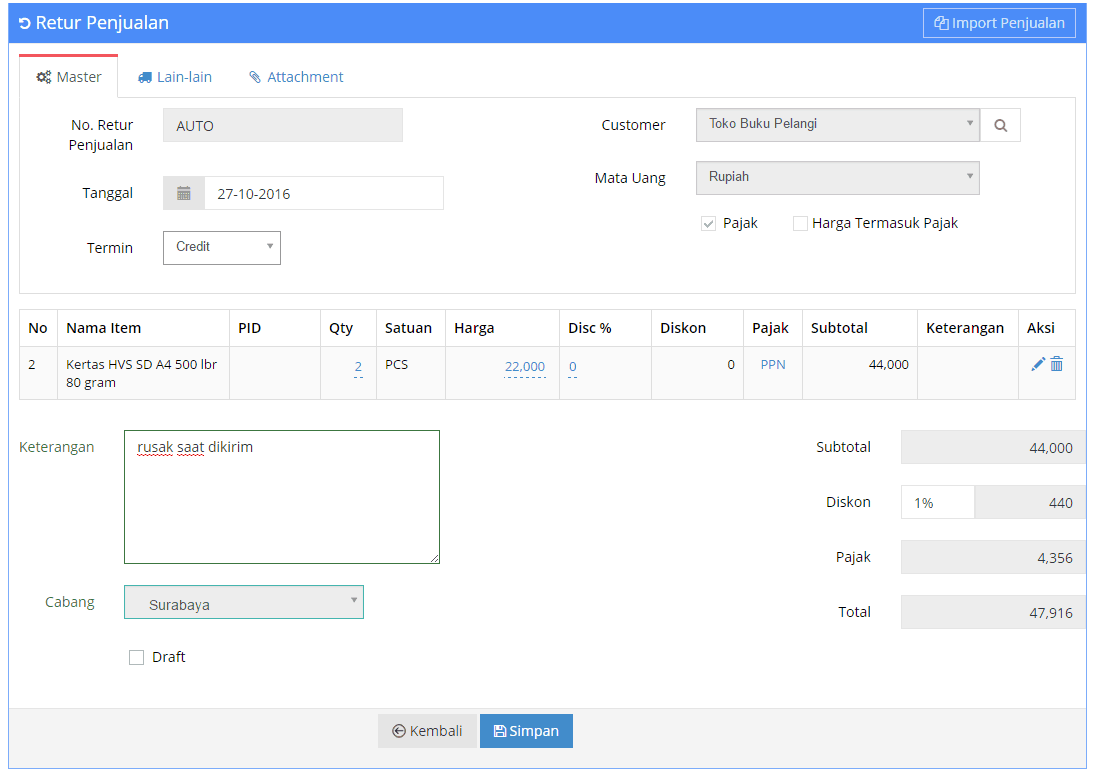 Cara Input Retur Penjualan  Bee.id