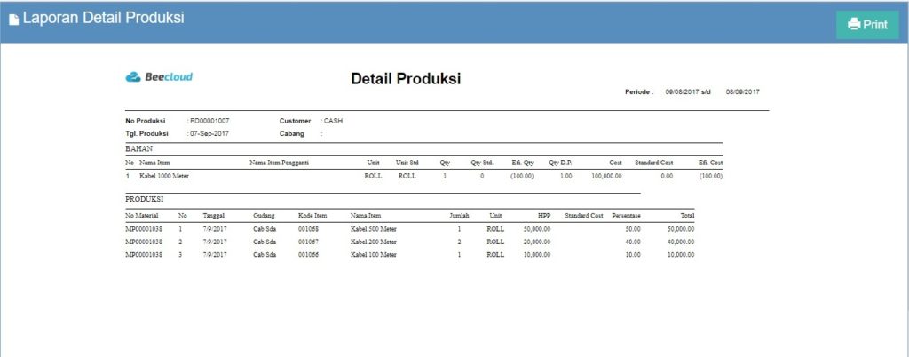 Cara input De-Produksi Beecloud