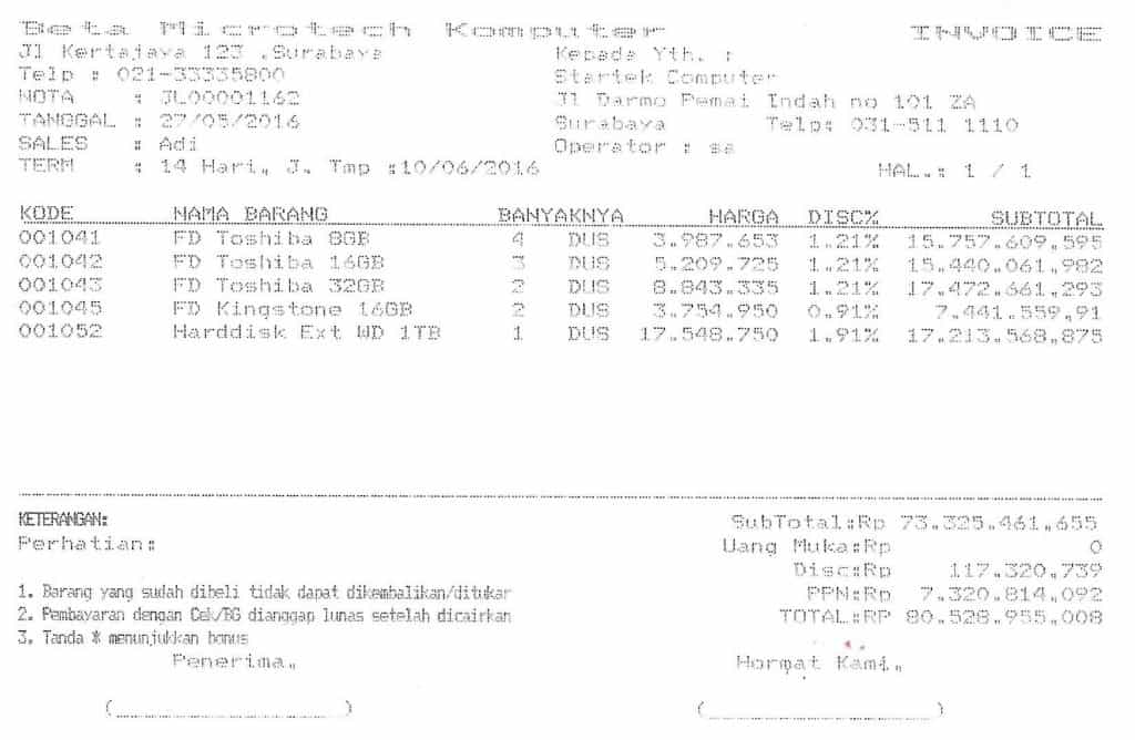 Setting Panjang Digit Desimal Nota Text Report BeeAccounting