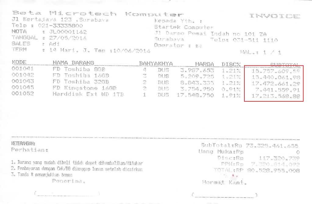 Setting Panjang Digit Desimal Nota Text Report BeeAccounting