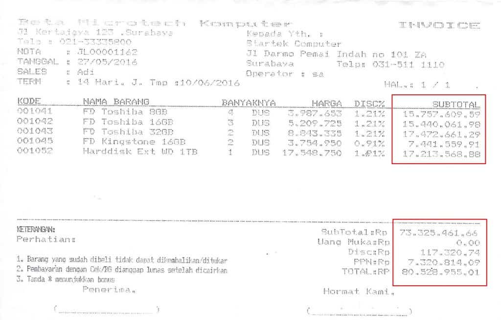 Setting Panjang Digit Desimal Nota Text Report BeeAccounting