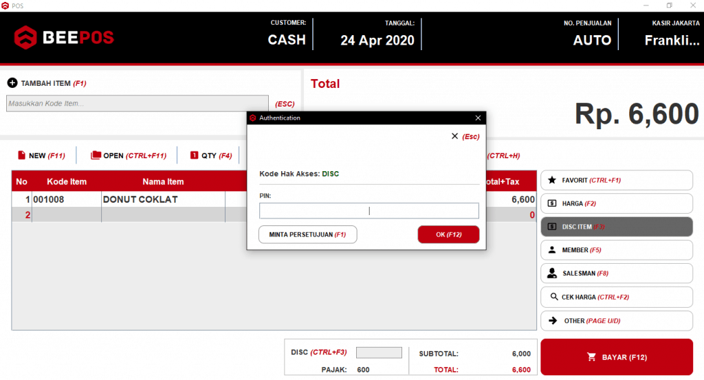 Setting Hak Akses pada Menu Beepos