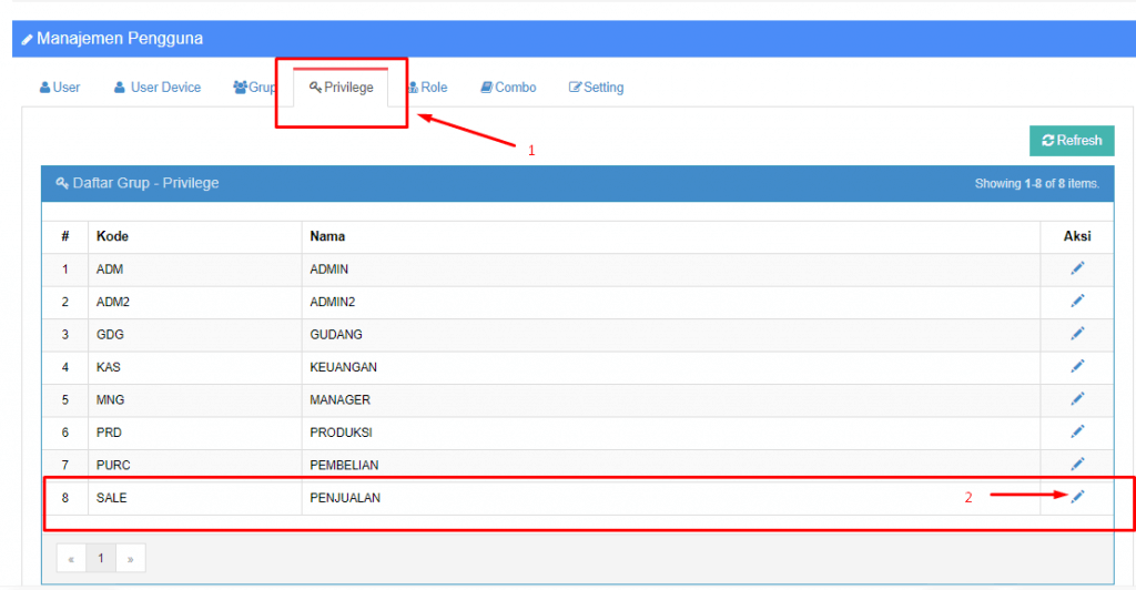 Setting Hak Akses pada Menu Beepos