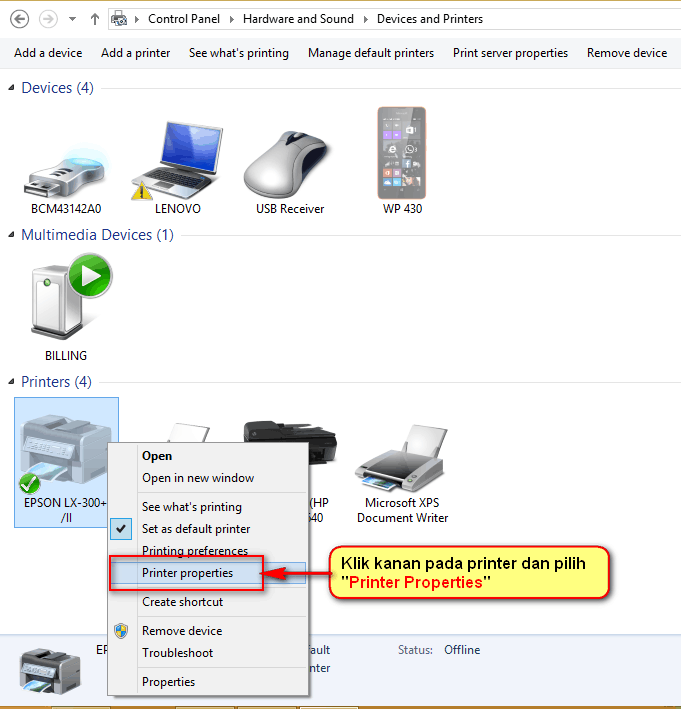 Tambah / Install Printer LX 300 di Windows - BeeAccounting