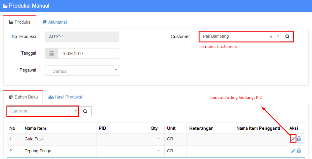 Cara Input Produksi Manual Sampai Terjadi Stock Beecloud