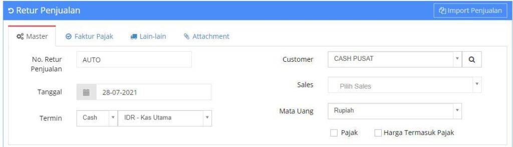 Input Retur Penjualan Beecloudv