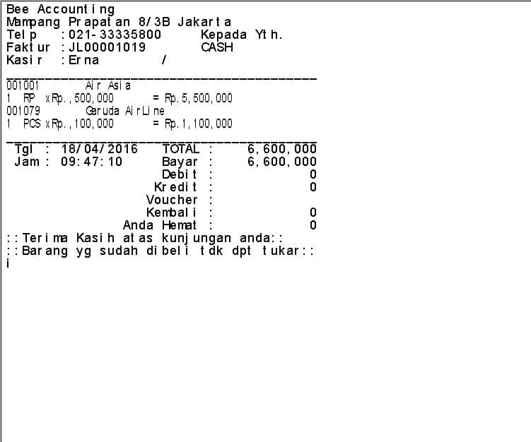 Menampilkan Total Qty Pada Nota Kasir (POS) - BeeAccounting