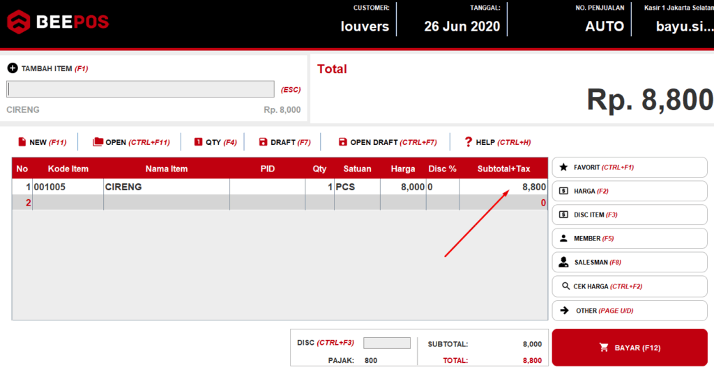 Buat Member Otomatis Kena Pajak/PPN Beepos Desktop