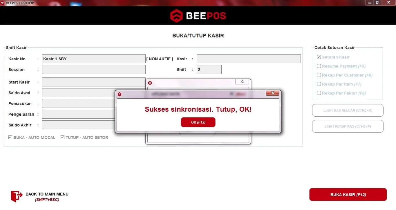 Buka / Tutup Kasir Beepos (BPD & BPR)