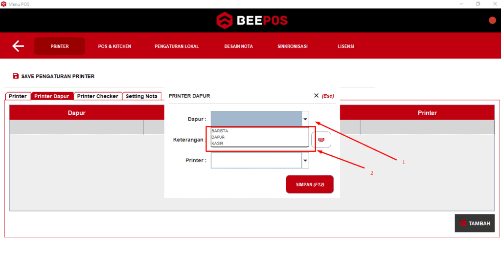 Setting Printer Dapur/ Print Kitchen Beepos Resto