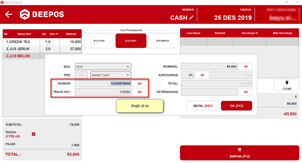 Pembayaran Multi Payment pada Beepos Resto