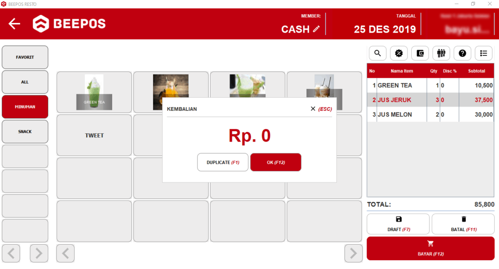 Pembayaran Multi Payment pada Beepos Resto