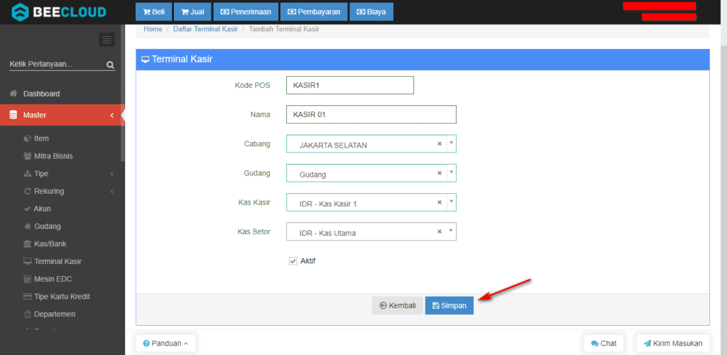 Membuat Master Terminal Kasir