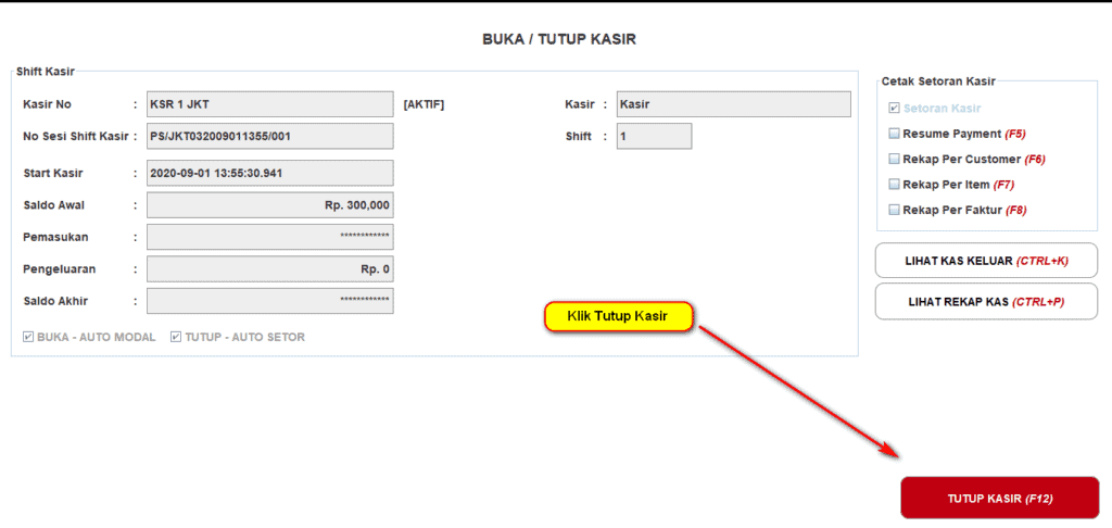 Gb 12. Tutup Kasir jika sudah penjualan selesai