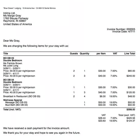 Contoh Invoice UMKM Penginapan