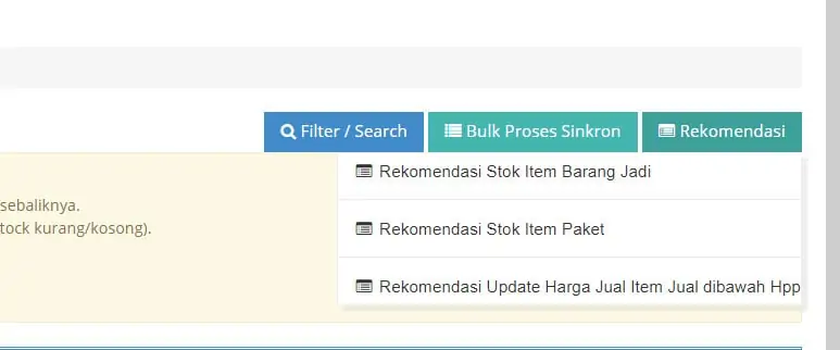 Rekomendasi Stock pada Daftar Syncpool