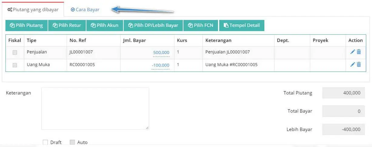 Order Penjualan Dengan DP / Uang Muka
