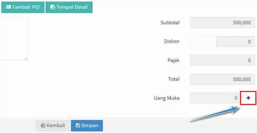 Order Penjualan Dengan DP / Uang Muka