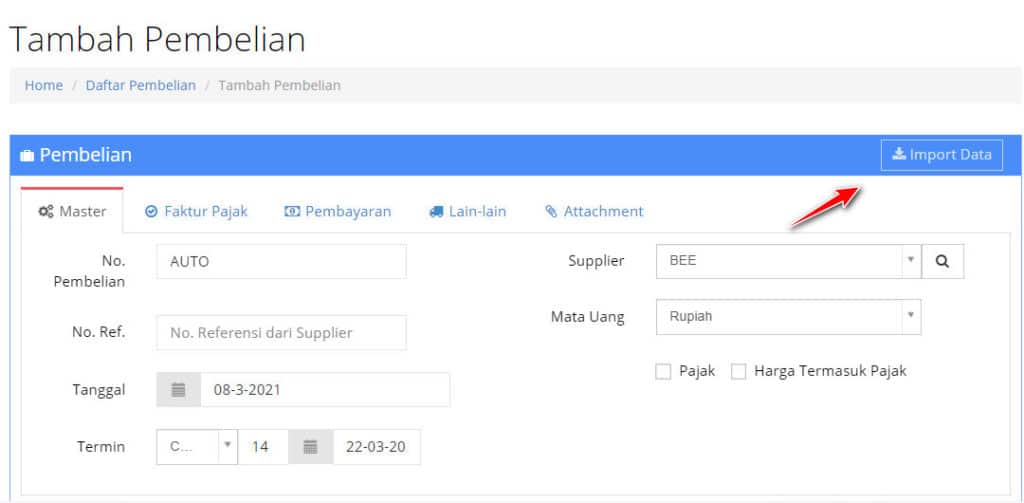 Order Pembelian Dengan DP / Uang Muka