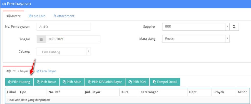 Order Pembelian Dengan DP / Uang Muka