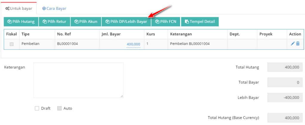 Order Pembelian Dengan DP / Uang Muka