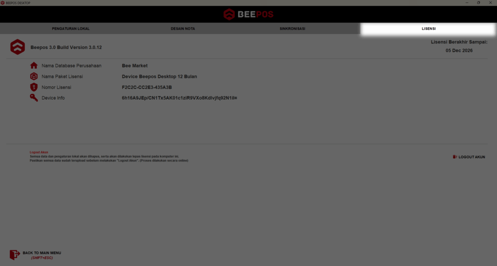 Cara Lepas Lisensi dan Reset Data Beepos Desktop