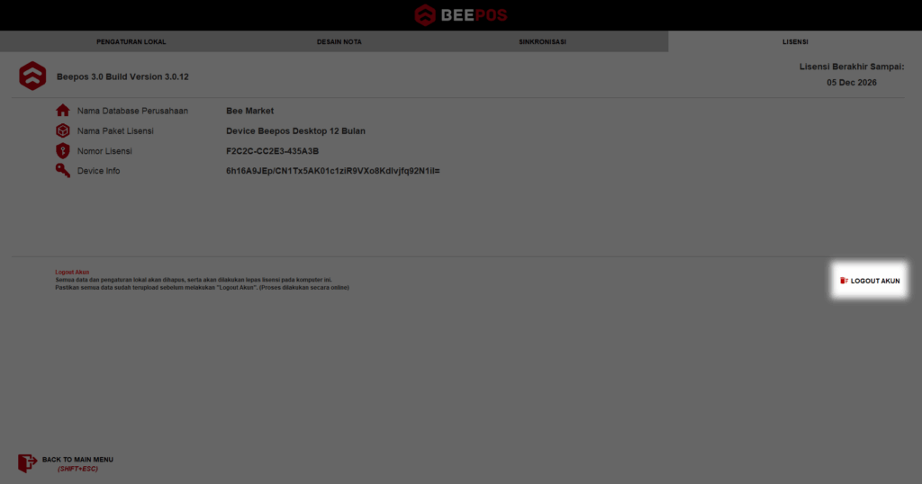 Cara Lepas Lisensi dan Reset Data Beepos Desktop