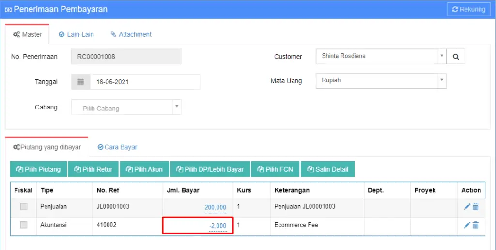 Gb 3. Potongan Penerimaan oleh Ecommerce