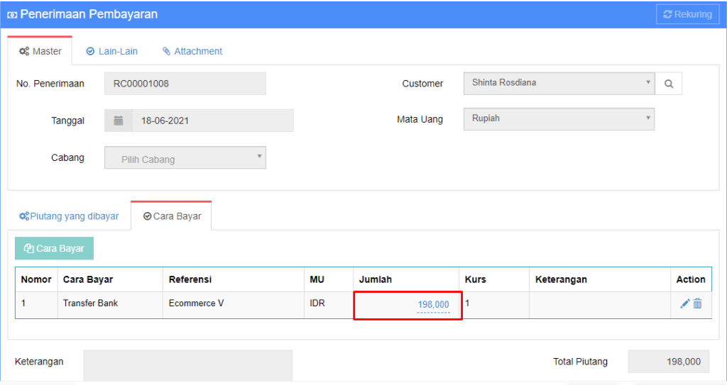 Gb 4. Tampilan Uang Yang Diterima Seller