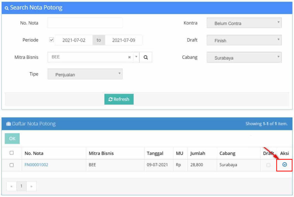 Cara Potong Piutang Dengan Nota Potong Penjualan