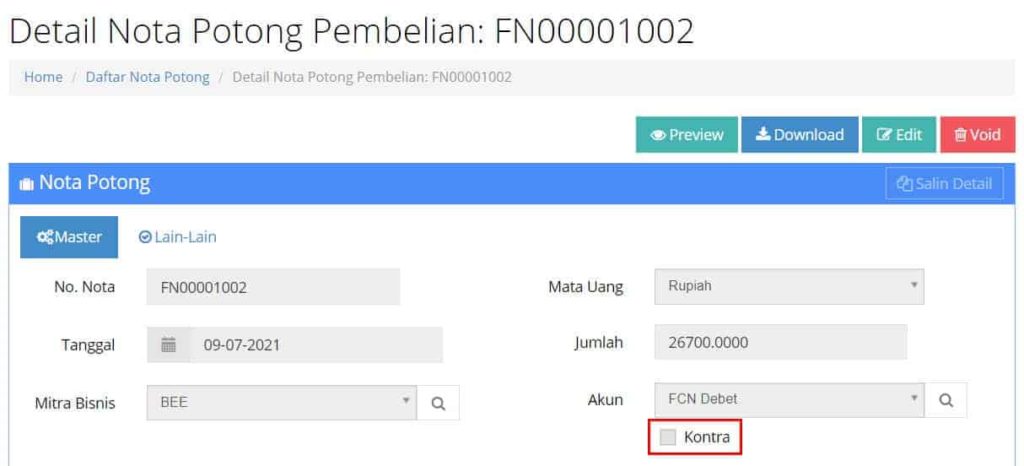 Nota Potong Pembelian ( FCN ) Beecloud