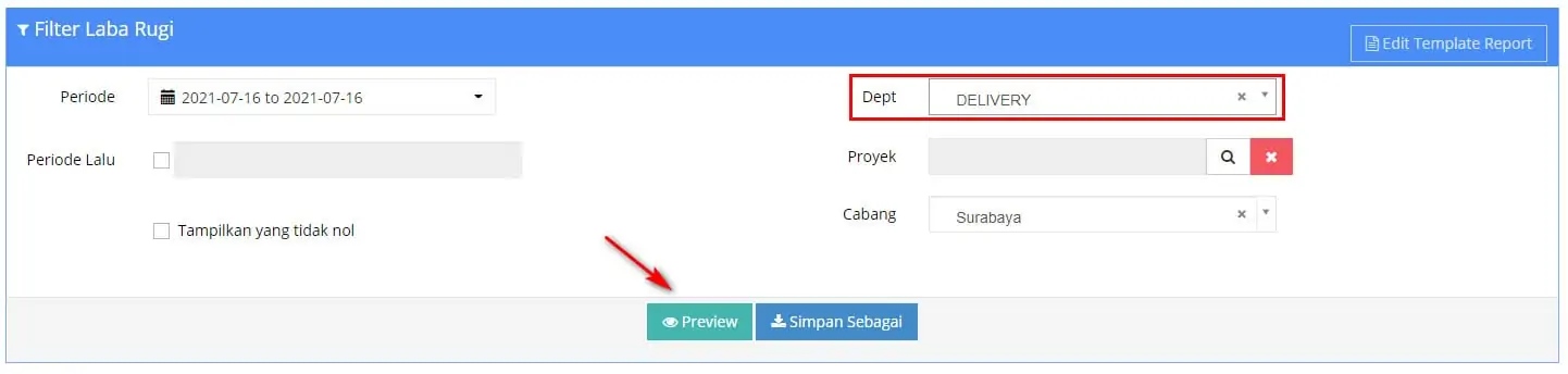 Input Biaya dan Pendapatan Department