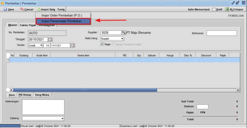 Pembuatan Invoice Pembelian setelah Barang Diterima BeeAccounting