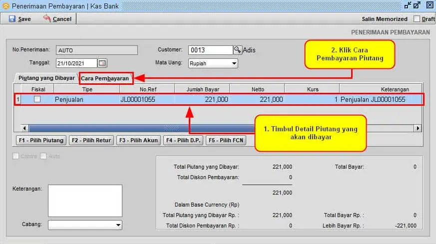 Cara Penerimaan Pembayaran Piutang Customer di BeeAccounting